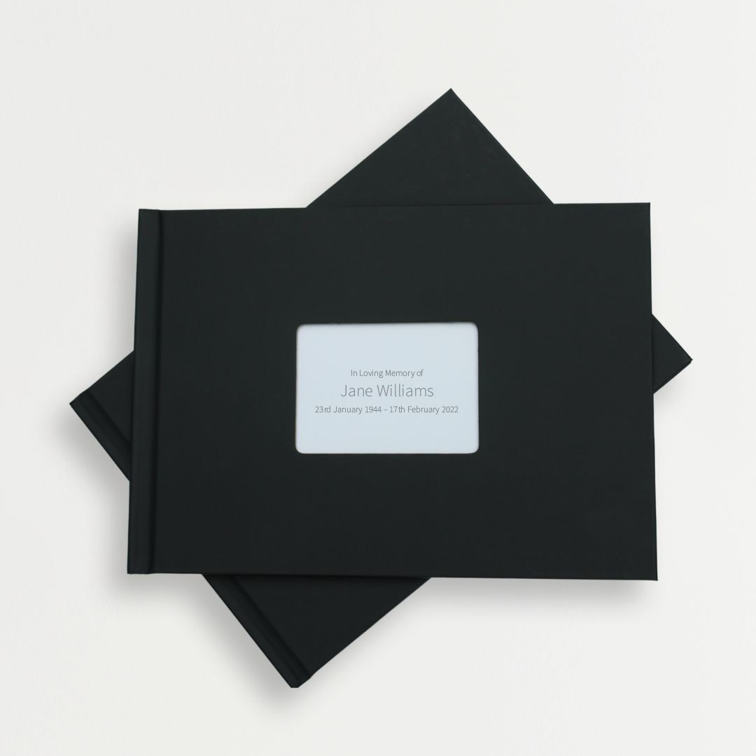 Hardback Condolence Book in black